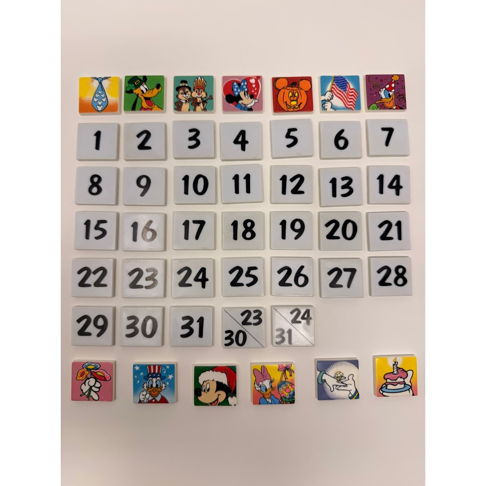 Disney Perpetual Calendar Replacement Tiles Mickey Minnie Holiday Event 46pc Set